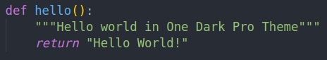 One Dark Pro Color Theme