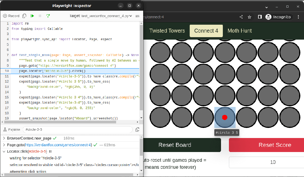 Playwright debugger